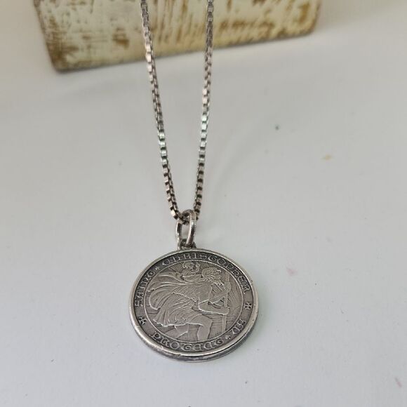 Vintage Jewelry - Vintage Sterling Silver Saint Christopher Pendant From Italy